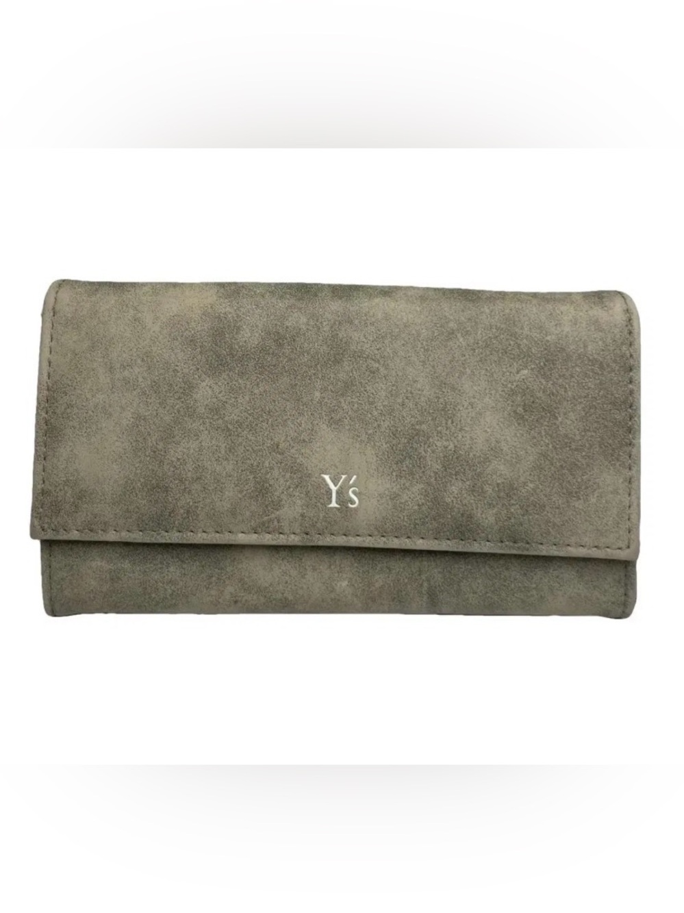 Yohji Yamamoto Suede Fold-Over Clutch in Olive Gray